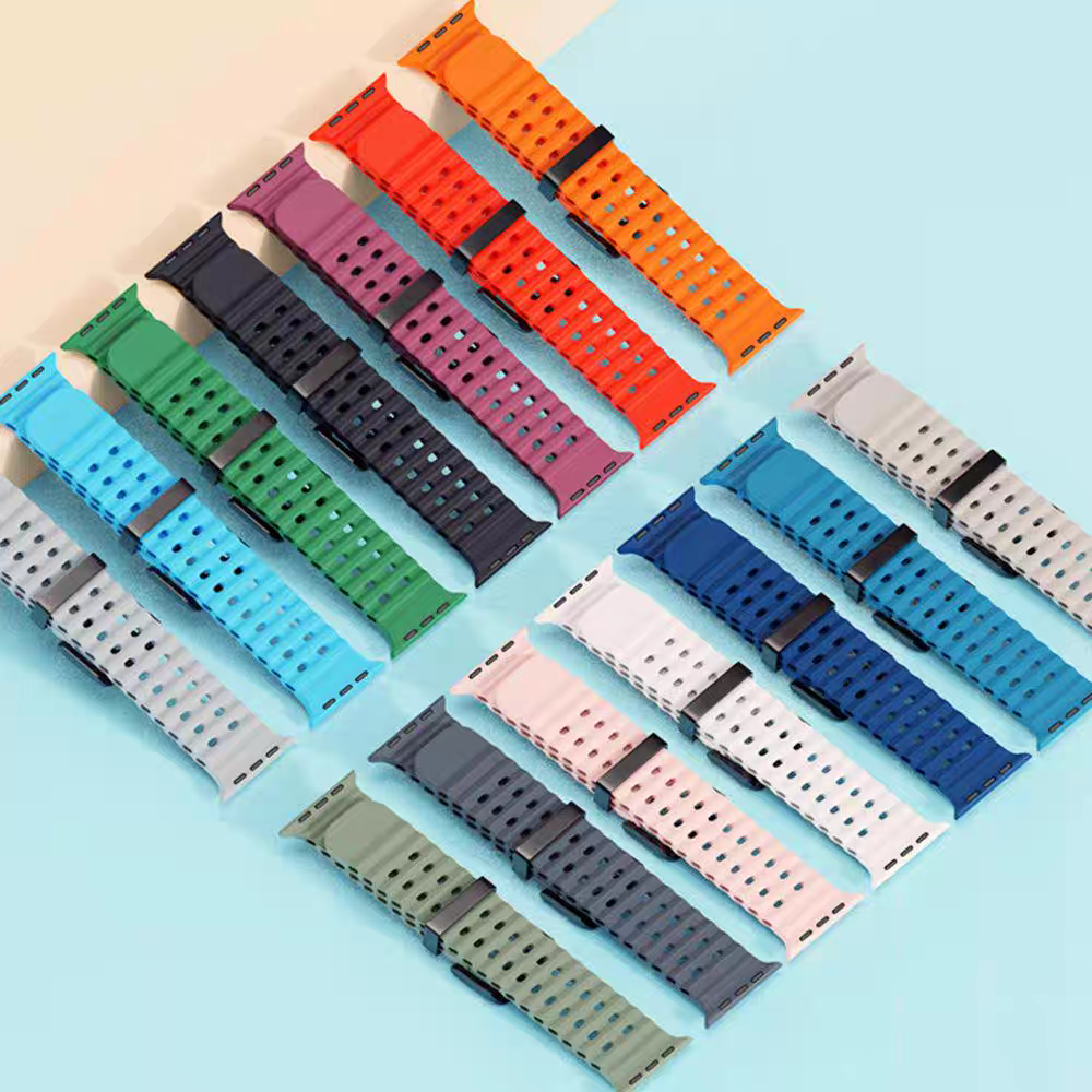 Ocean siliconen band voor Apple Watch Ultra 2 49 mm/10 46 mm 45 mm 44 mm sporthorlogeband armband Correa iWatch serie 9 8 7 6 5 4 SE