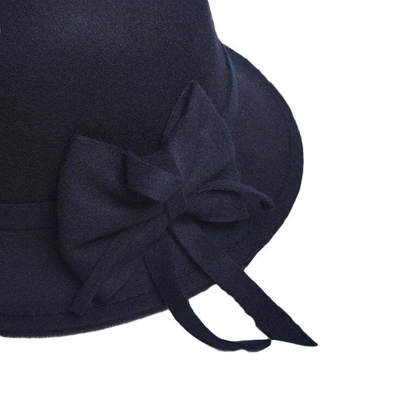 BINGYUANHAOXUAN Vrouwen Vintage Voelde Ronde Cloche Hoed Bloem Boog Fedora Bowler Caps