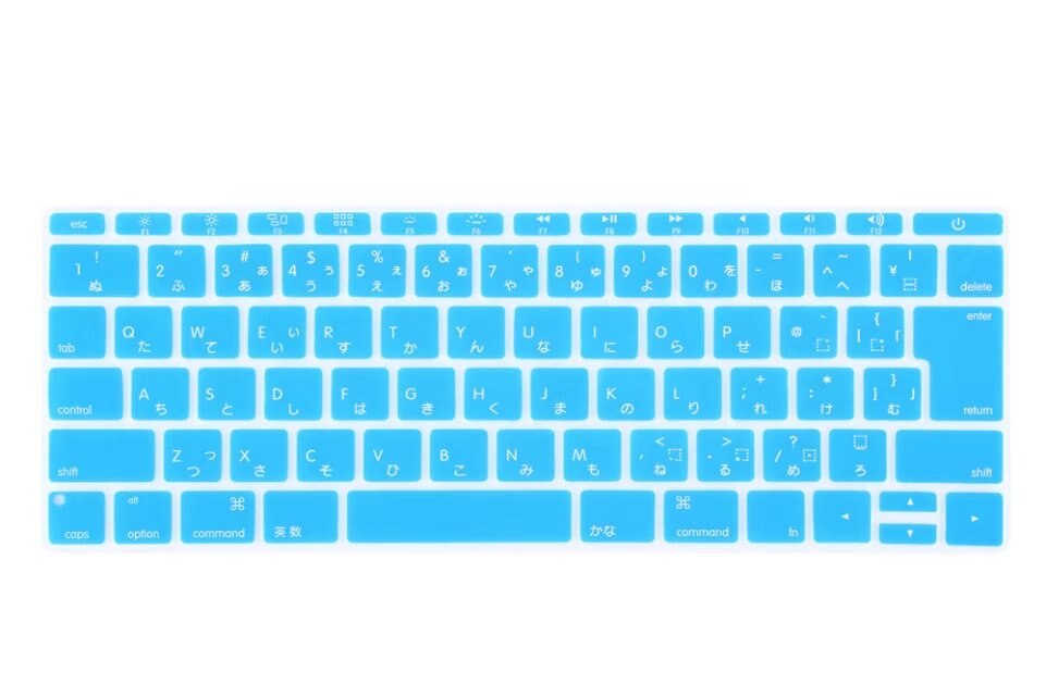 Japanese Silicone Keyboard Cover Skin For Macbook Pro 13" A1708 Version,No Touch Bar) For Mac 12" A1534 Japan Version: Lack blue