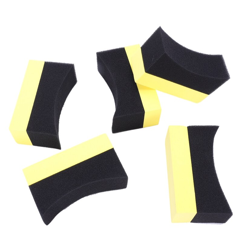 5x automobile voiture roue rondelle pneu pansement applicateur incurvé mousse éponge tampon noir + jaune