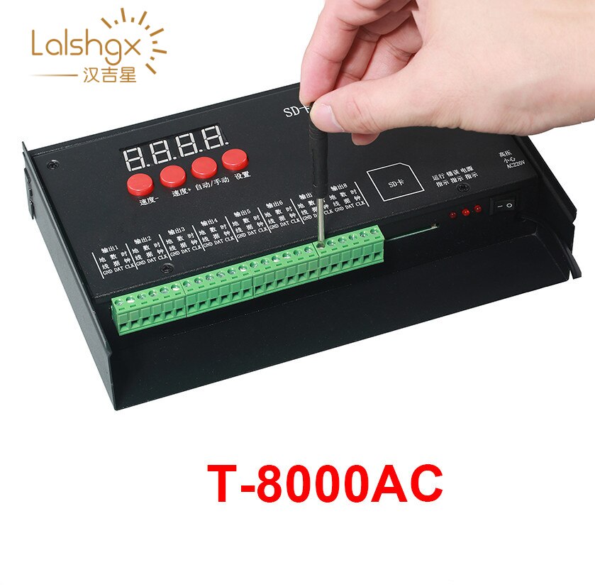 T8000 AC110-240V SD Card Pixel Controller for WS2801 WS2811 LPD8806 MAX 8192 Pixels DC5V