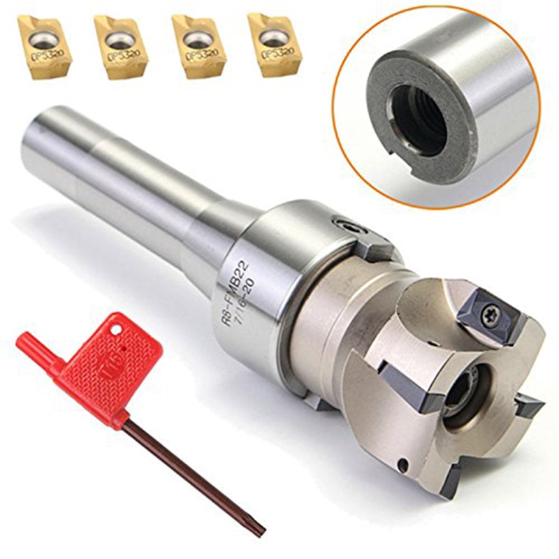 R8 Fmb22 Arbor 400R 50Mm Face End Mill Shell Cutter +4X Apmt1604 Carbide Inserts