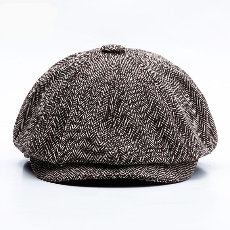 JAMONT Unisex Autumn Winter Newsboy Caps Men And Women Warm Tweed Octagonal Hat For Male Detective Hats Retro Flat Caps chapeau: Brown / Fitted 58cm