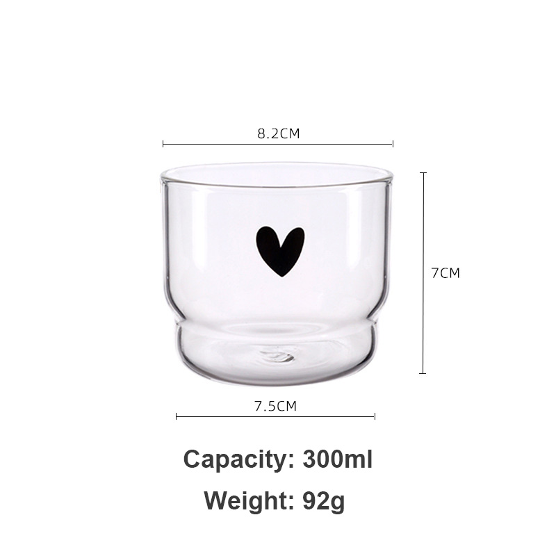 Transparante Glazen Beker Espresso Ijskoffie Mok Aardbei Melk Thee Schattige Kopjes Drinkware Tumbler Whiskey Cocktail Wijn Borrelglas: Love