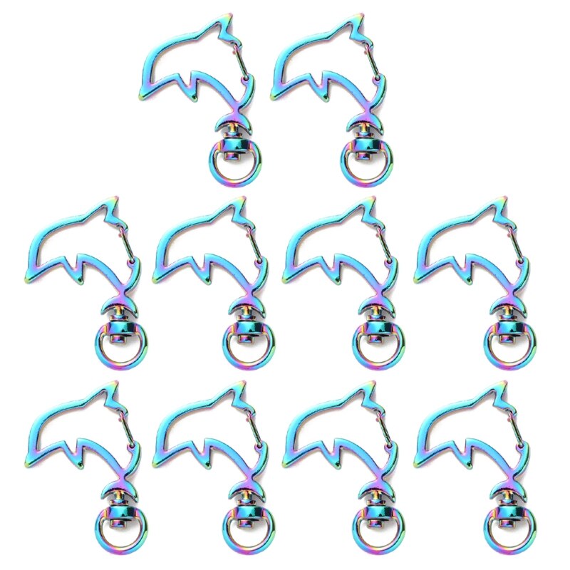 10 stuks regenboog metalen karabijnhaak kreeftensluiting lanyard met sleutelhanger voor sleutelhanger hart ster kat sleutelhanger open bezel diy tassen findi: 10