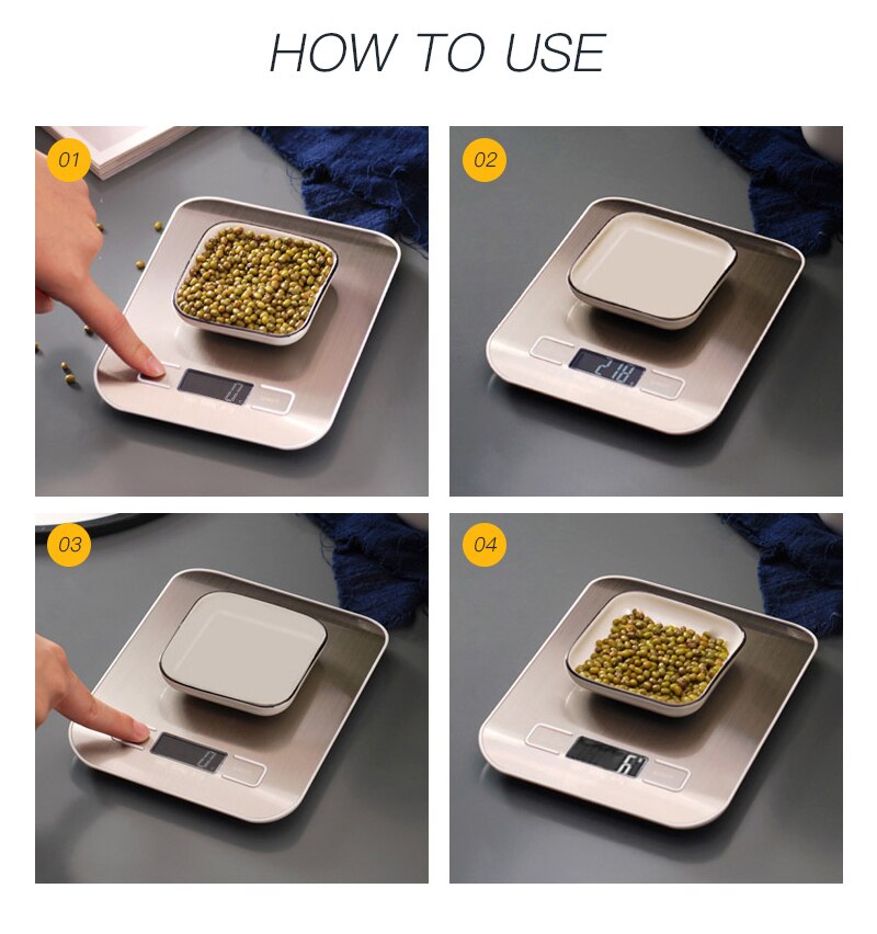 Digital Kitchen Scale 1g/0.1oz Precise Stainless Steel Food Scale for Cooking Baking weighing Scales Electronic LCD Display