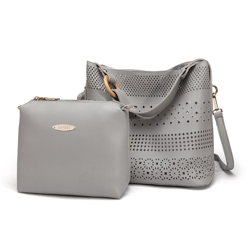 BRIGGS Aushöhlen Frauen Schulter Tasche Weibliche Verbund Tasche Damen PU Leder Bote Tasche Frauen Berühmte Taschen: grau