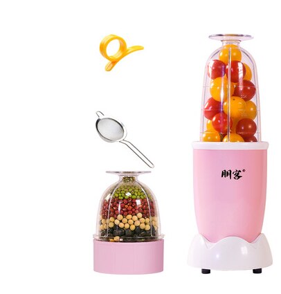 220V Electric Juicer Blender Mini Multifunctional Household Automatic Blender Machine EU/AU/UK/US Plug: pink 2 cups 2 blades