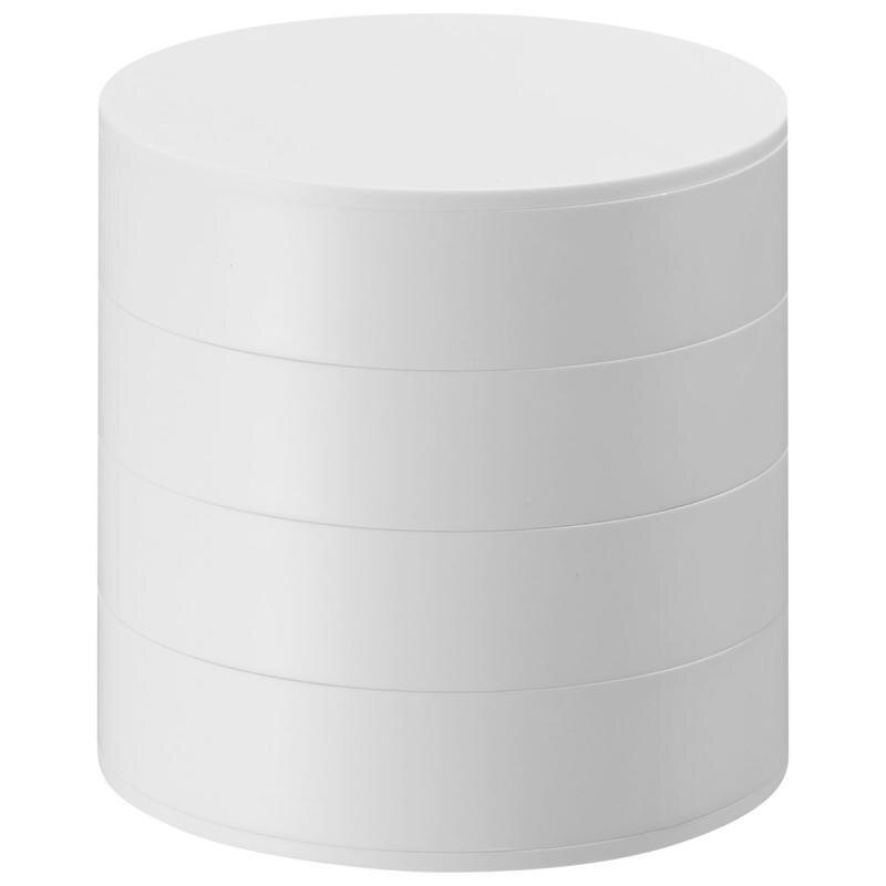 Joyero con 4 pisos para mujer, caja de almacenamiento de joyas giratorio, con bandeja y tapa, de y a la , de cumpleaños: White