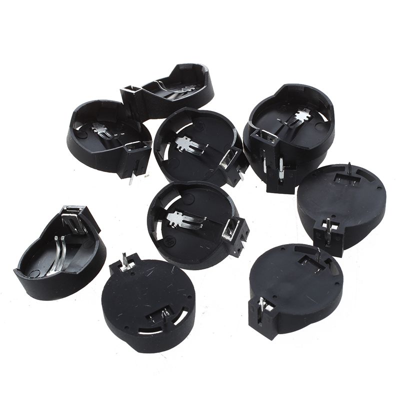 10pcs Black Round Button Battery Holder Case for CR2032 2025: Default Title