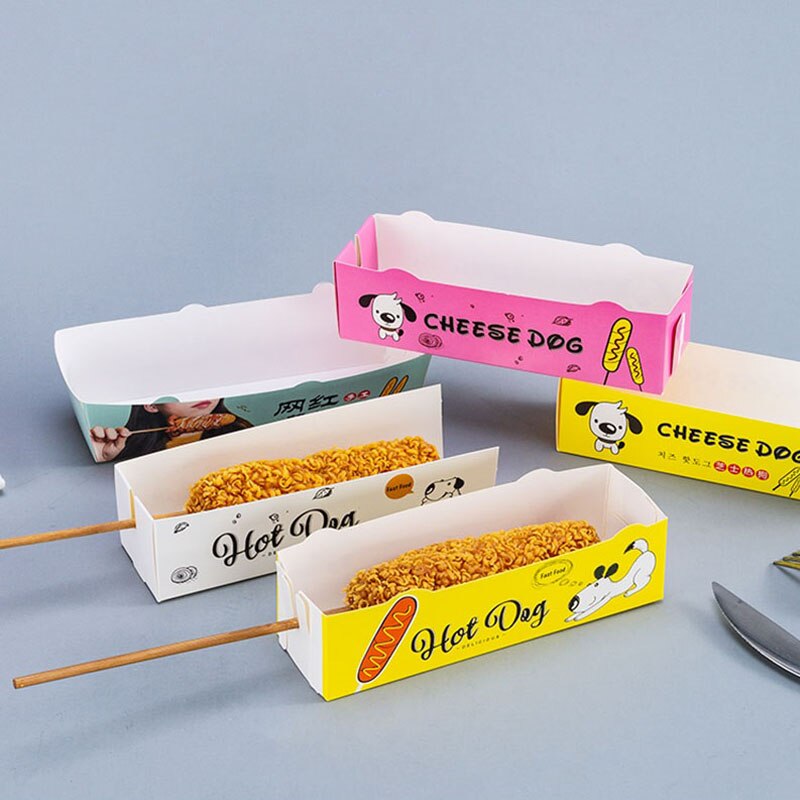 100pcs Dog Packaging Box Paper Disposable Party Tableware Food Serving Tray for Caterers Food Trucks Kids