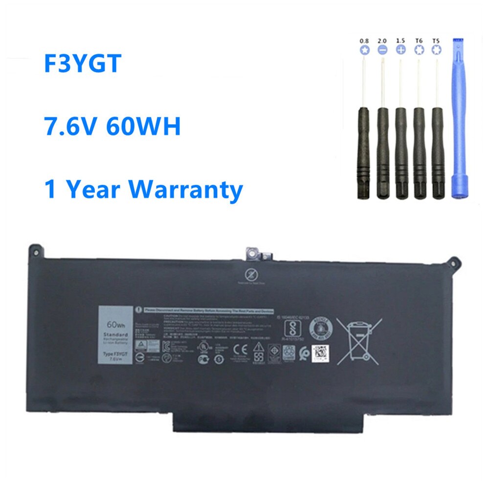 F3YGT Laptop Battery For DELL Latitude 12 7000 7280 7480 DM3WC 0DM3WC 2X39G F3YGT 7.6V 60WH