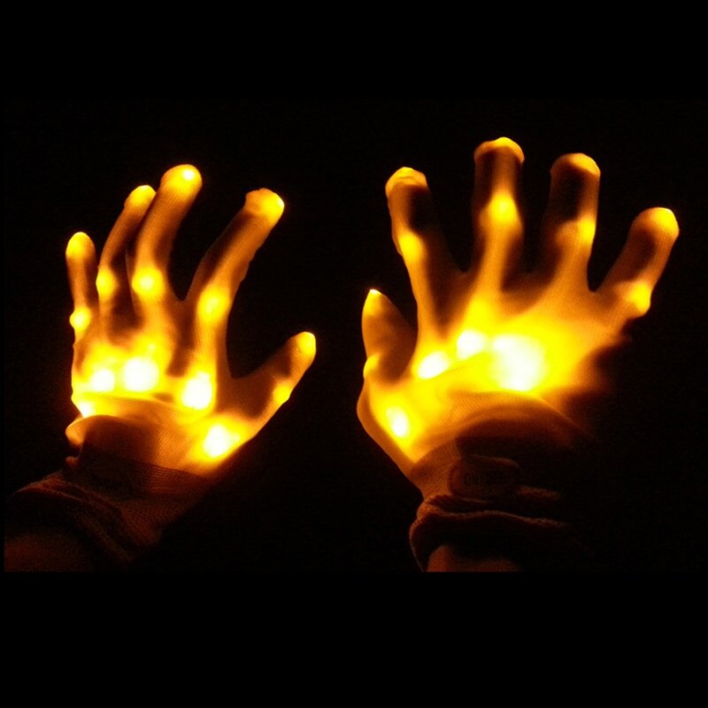 1pc led ljusemitterande handskarevents festtillbehör lysande blinkande handskar halloween kostym