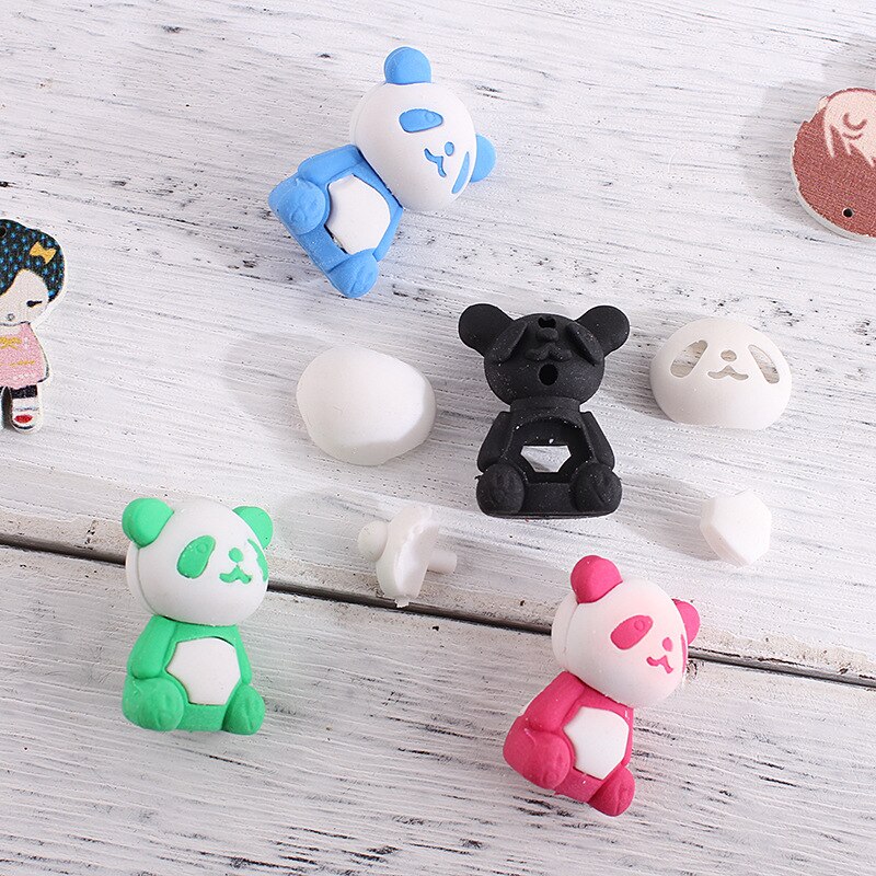 1 Pcs Cute Animal Panda Eraser Cartoon Rubber Kawaii Stationery Escolar Students Office Drawing Correction Supplies