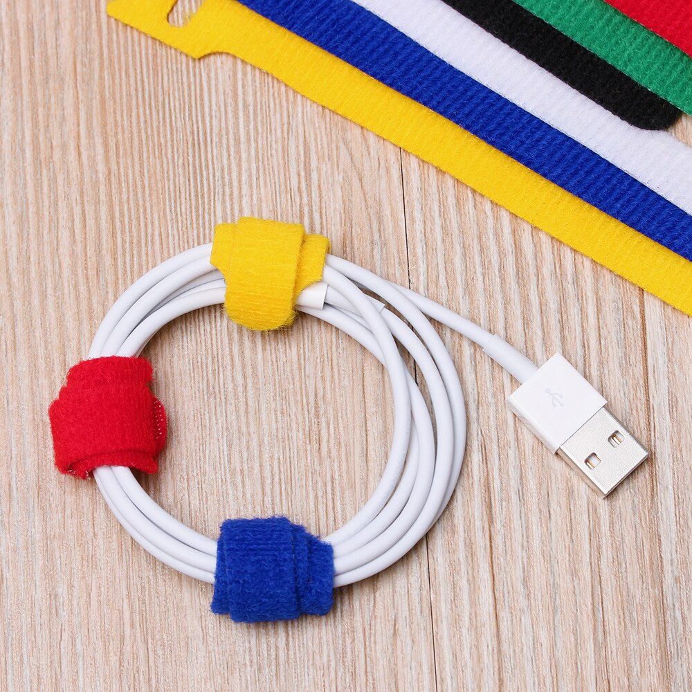 20pcs Reusable Nylon Hook Fastening Cable Tie Strap Earphone Mouse Cord Organizer Power Wire Management Clip Holder Ties Strap
