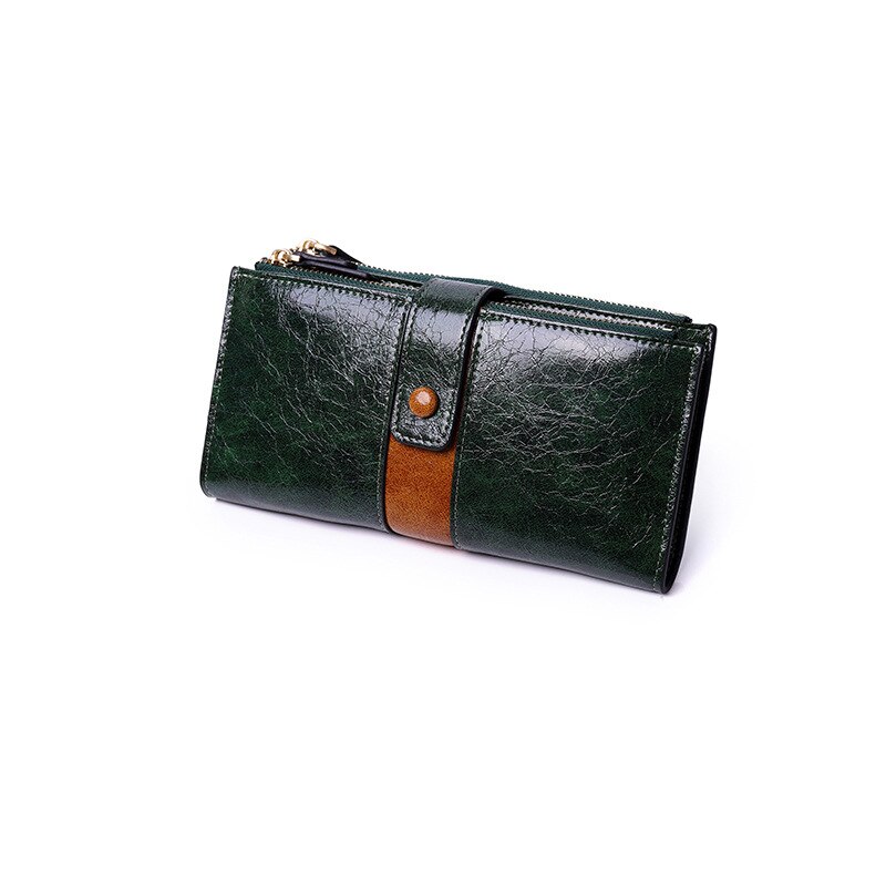 Carteira de couro longo das mulheres grande capacidade telefone procket titular do cartão carteiras bolsa feminina embreagem zíper marca designer bolsas: green