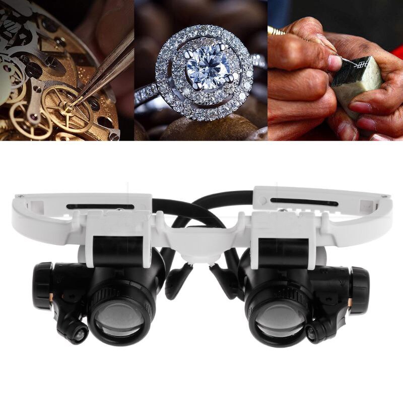 ZK30 Magnifying Glass Glasses loupes Magnifier Eyewear with LED Lighting Watch Repair 8x 15x 23X Dual Eye Jewelry Loupe Lens