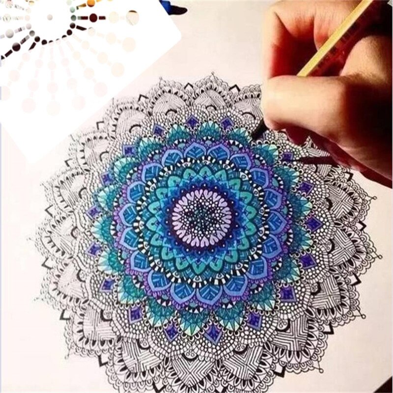 Plantilla de puntos de Mandala, plantillas huecas de Mandala, rocas para dibujar tela, herramientas de pintura de Arte de pared, suministros de artesanía de pintura para el hogar DIY