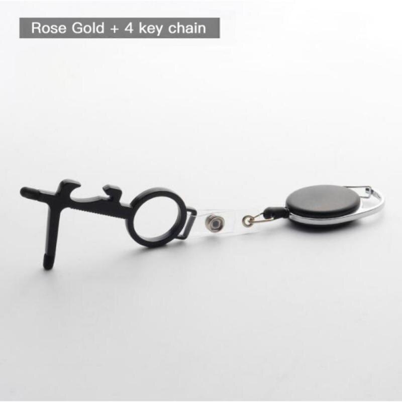 1 Pcs Anti Touch Door Opener Tool Multifunctional No Touch Key Door Opener Non-contact Door Handle Elevator Artifact Keychain: C03