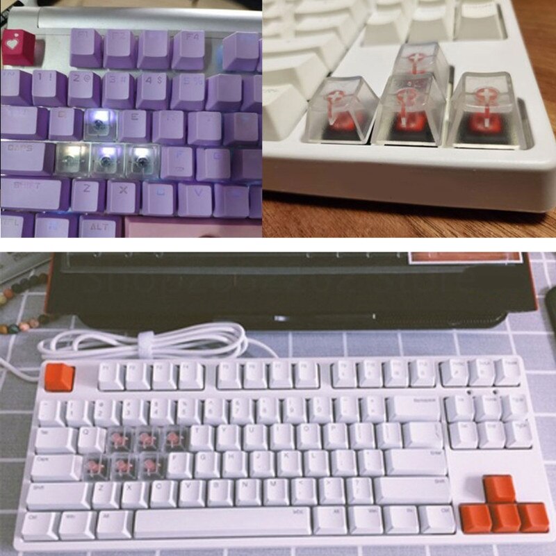 10Pcs Transparent ABS Tastenkappen Mechanische tastatur Matte Backlit Key caps Für Kirsche Gateron Kailh Schalter R4 R3 R2 R1