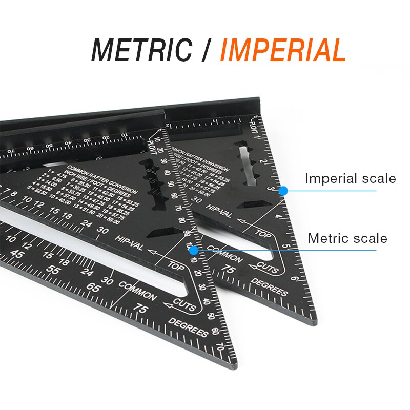 7/12 Inch Triangle Angle Ruler Triangular Gauge Protractor Trammel Carpenter Measurement Hand Tools For Woodworking