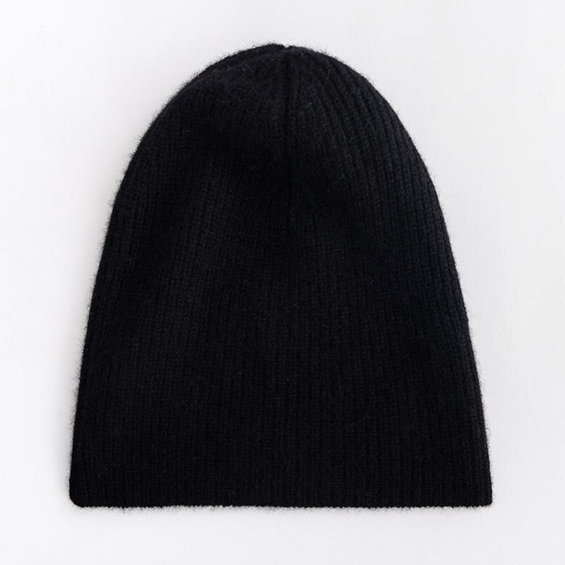 Kvinder hatte 100%  ged cashmere strikket hovedbeklædning efterår & vinter blød hat 3 farver: Sort