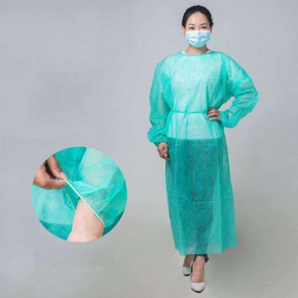 10pcs Disposable Isolation Clothing Non-woven Isolation Gown Fluid Resistant Protective Dress For Men Woman