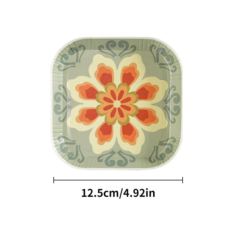 Geometryczne Kolorowe Papierowe Talerze Jednorazowe Deserowe Tortowe Kwadratowe mini Talerzyki na Przystawki i Przekąnarty na Ślub Urodziny Papierowe Naczynia: zielony / 80 sztuk