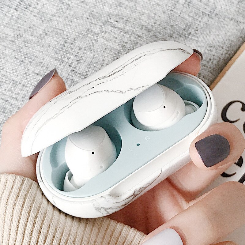 Retro Flower Marble PC Matte Earphone Case For Samsung Galaxy Buds+ Plus Cover For Galaxy Buds Bluetooth Wireless Headset Case: GB2