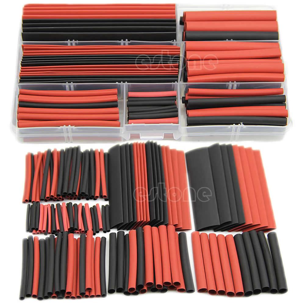 150pcs 2:1 Zwart rood Polyolefine Krimpkous Tube Hoezen Wire Wrap Kabel Kit