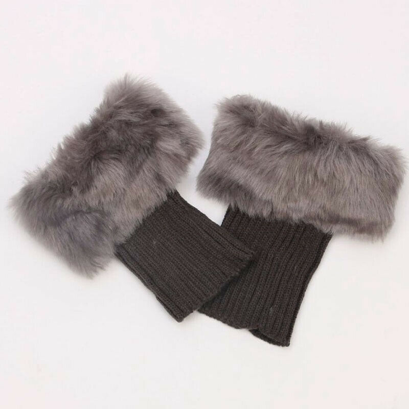 Dames herfst winter casual dames gebreide laarzen manchetten bont gebreide warme beenwarmers laarzen sokken beenwarmers schoenen set kerst: 6