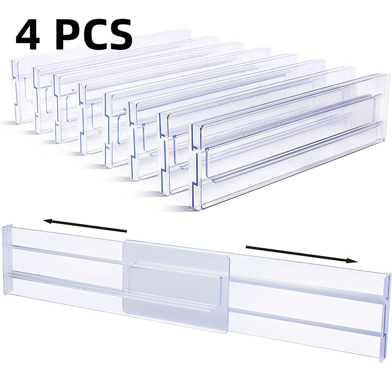 4/8Pcs Clear Lade Verdelers Organizer Verstelbare Opbergkast Kleding Organizer Drawers Afscheiders Keuken Lade Organizer: Light Grey