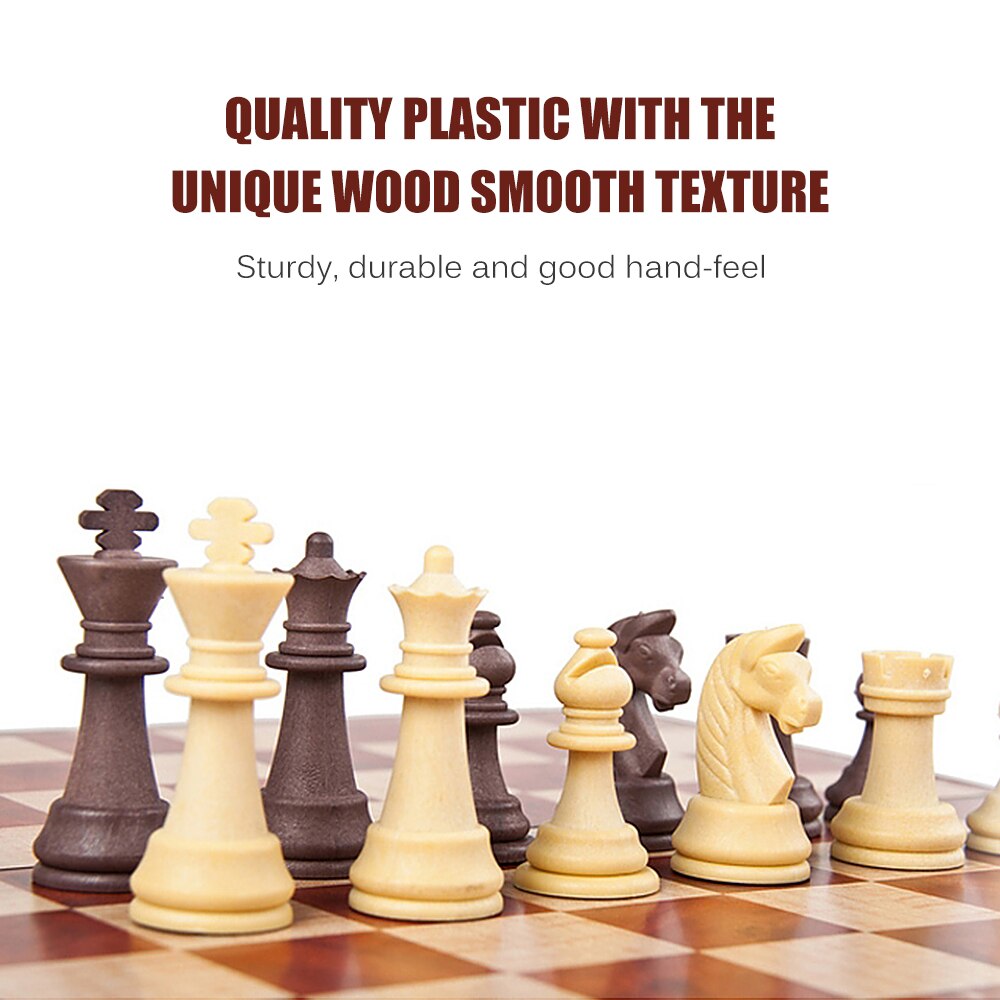 2-in-1 Magnetic Chess Set Folding Chess and Checkers Set Portable Chessboard Chess Games Draughts Entertainment Educational Toys