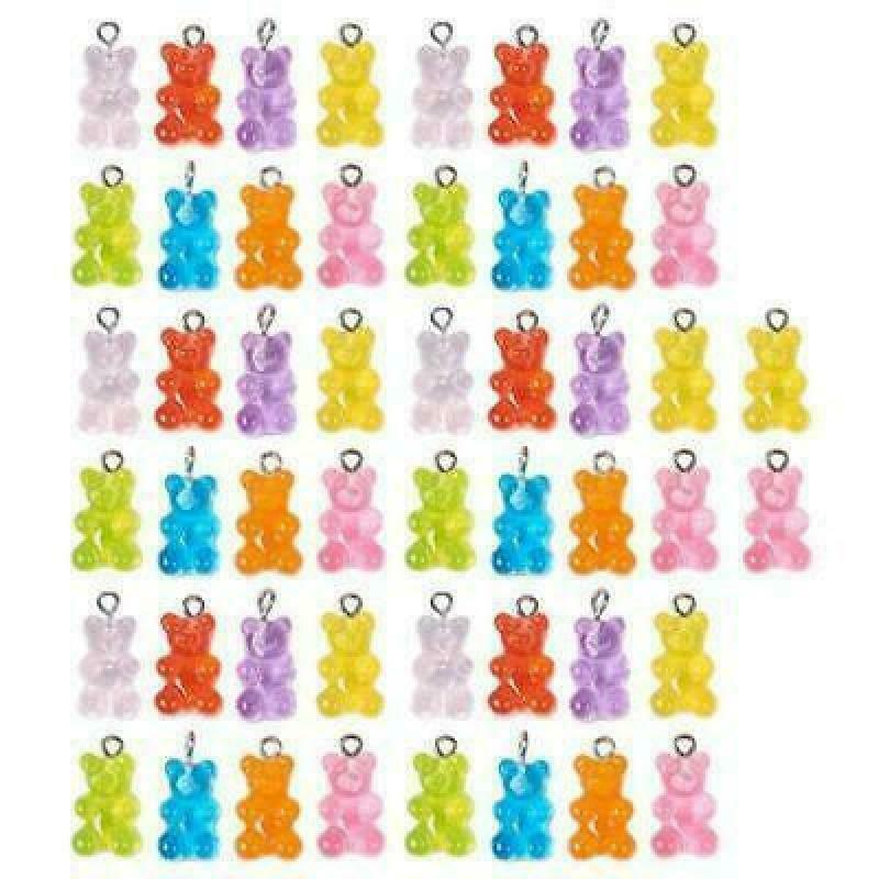 50pcs pcs/lot Mix 8/10 Colors Cute Resin Bear DIY Patch Findings Gummy Earrings Keychain Necklace Pendant Jewelry Accessories: Default Title