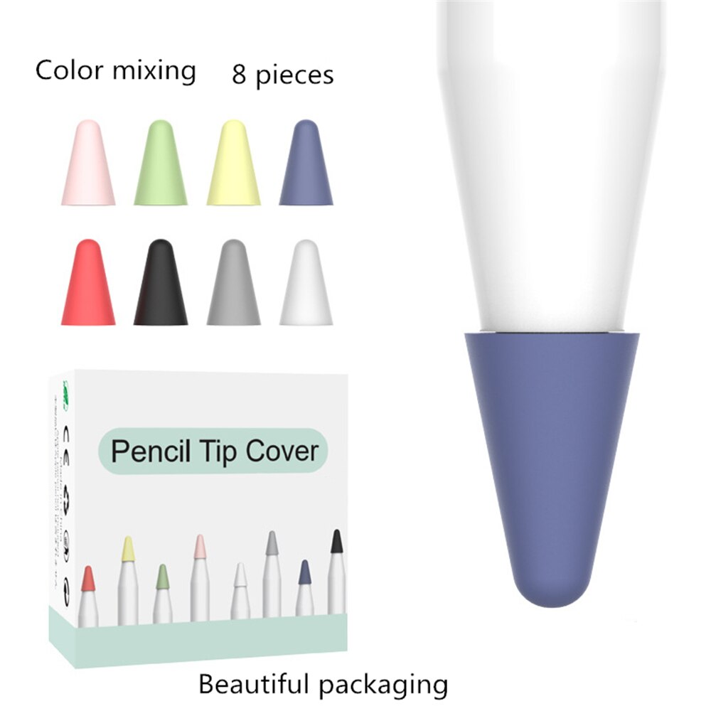 8Pcs/Lot For Apple Pencil 1 2 Tablet Stylus Touch Pen Nib Case Soft Silicone Protective Case For Apple Pen Case Touch Cover: Mixed color