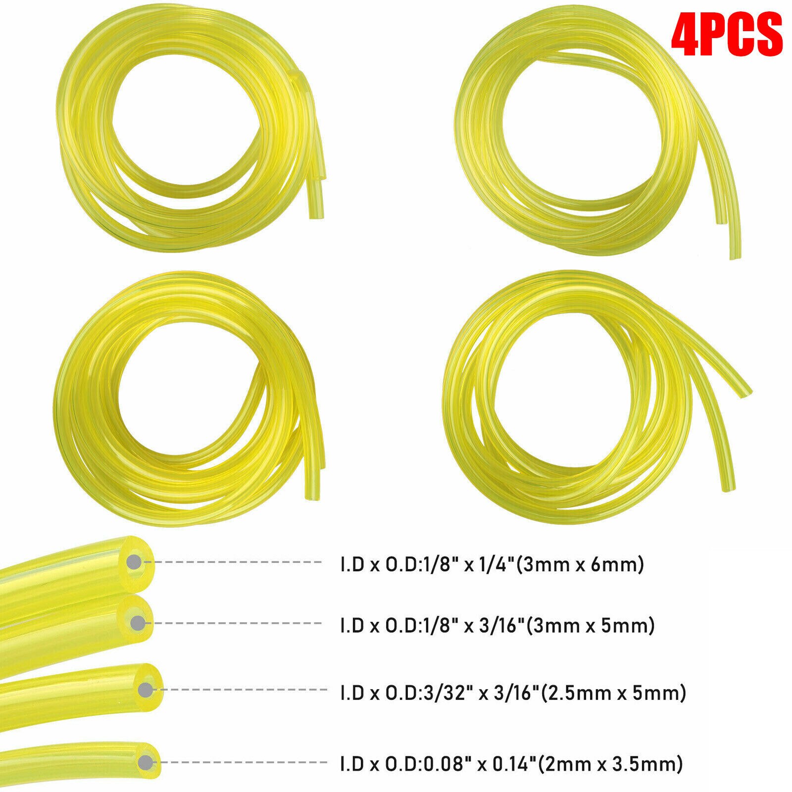 Fuel Line Hose Tube W/ 4 Sizes Tubing For Tygon Common 2 Cycle Small Engine And Fuel Line