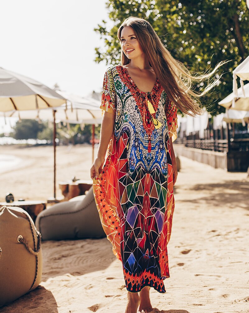 Plus size Beach Cover up Sarong Robe de plage Quick drying Swim cover up Bikini Cover up Pareo Beachwear Sexy Long