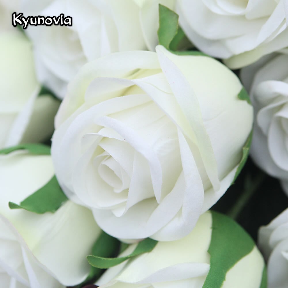 Kyunovia 72CM Single Rose Stem Artificial Silk Flowers Leaves Red Velvet Rose Wedding Party Home Decorative KY41
