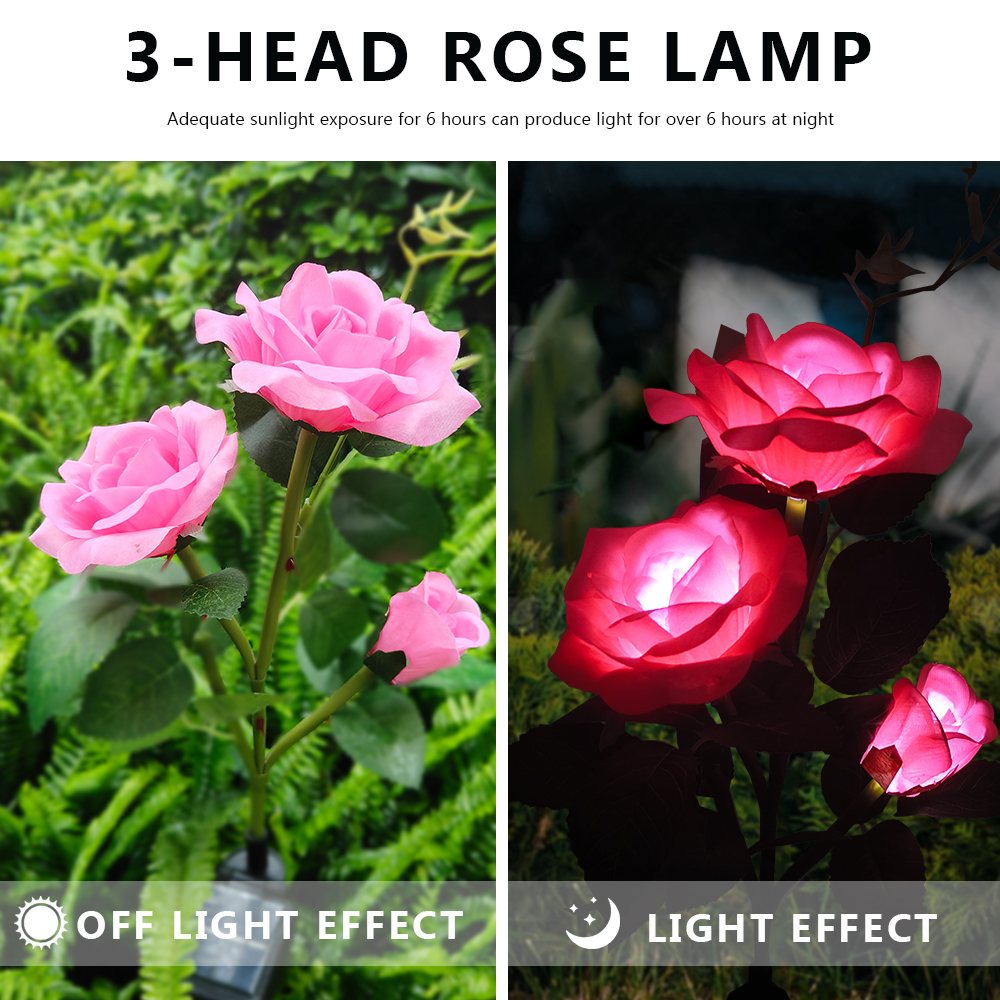 Solar LED Rose Light Outdoor Waterproof Yard Lamp LED Artificial Flower Light Courtyard Landscape Light Garden Decoration