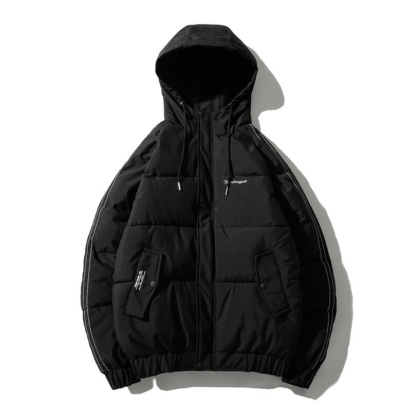 Manvalue mænd & #39 ;s vintertøj unge studerende bomuldspolstrede jakker i koreansk stil flotte korte frakker fortykkede parkaer: Sort / 4xl