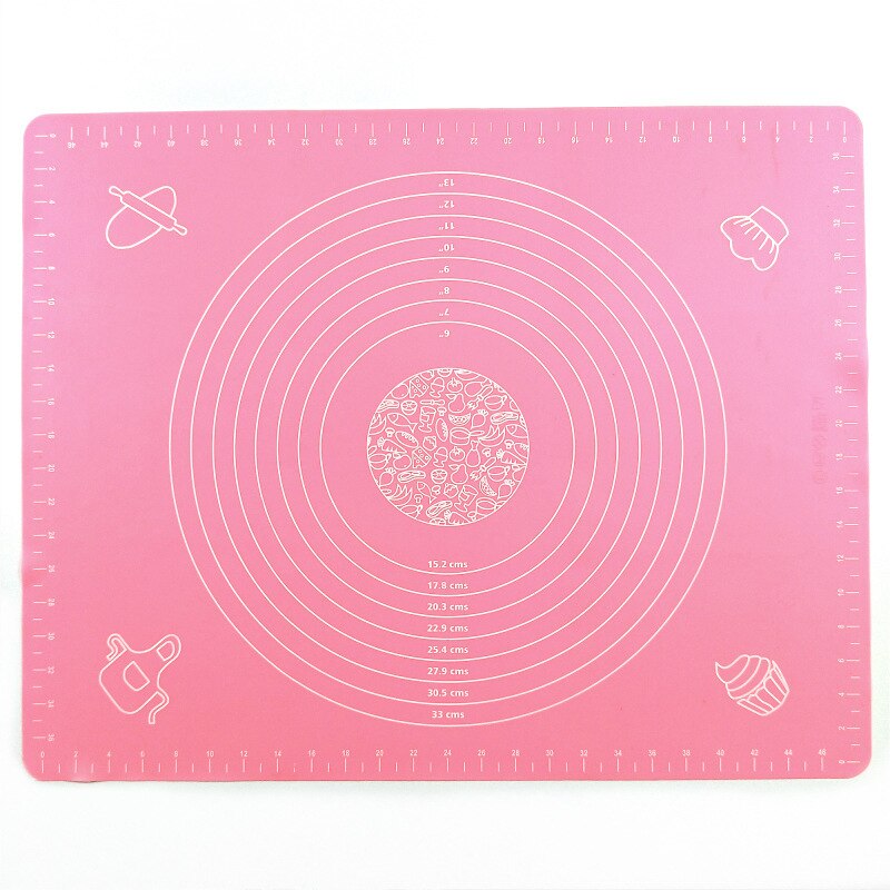 Silicone Baking Mat for Pastry Rolling Dough with Measurements Table Sheet Baking Supplies for Bake Pizza Cake Board: pink / 50x40cm