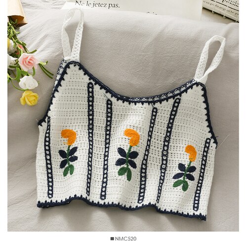 Tops cortos bordados a rayas para mujer, top de punto con hombros descubiertos, camisetas ajustadas que combinan con todo, camisola informal sin mangas a la , novedad de: Blanco