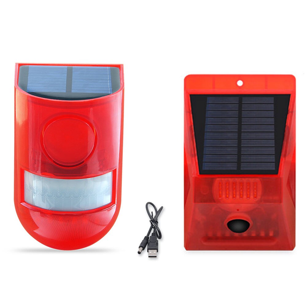 Newest Solar warning light remote control security alarm outdoor waterproof motion sensor alarm siren infrared sensor