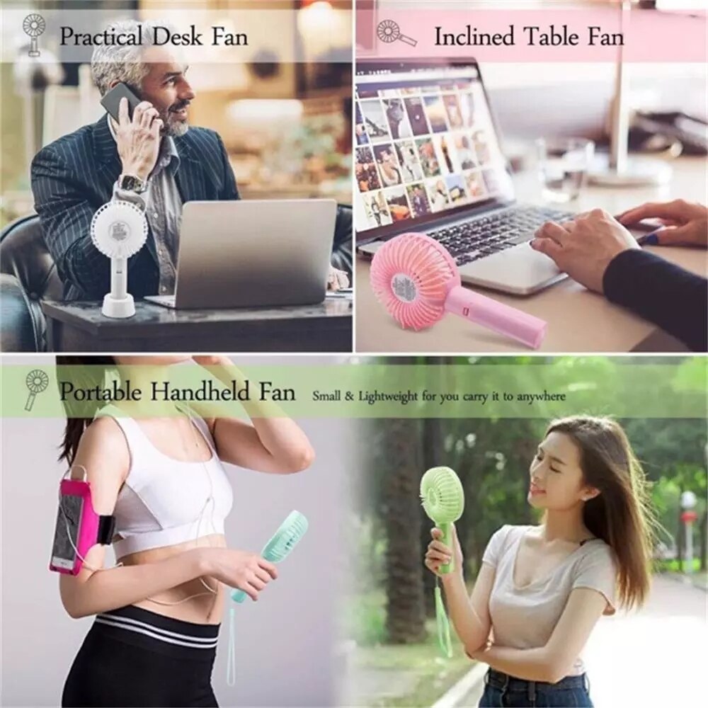 Handheld Usb Mini Fan Wind Power Ultrastille Handig Draagbare Handheld Oplaadbare Leuke Kleine Koelventilator Verstelbare