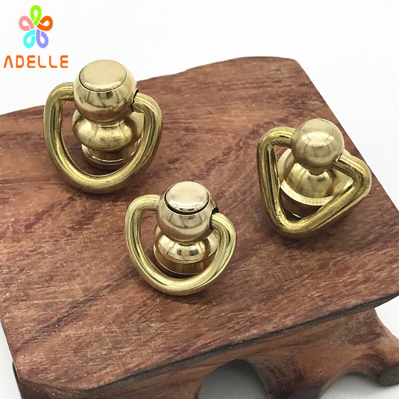 10x Bal post met Driehoek Ring D-ring Draaien messing Solid Schroef/Nail Klinknagel/head button stud/chicago schroef 3 Stijl