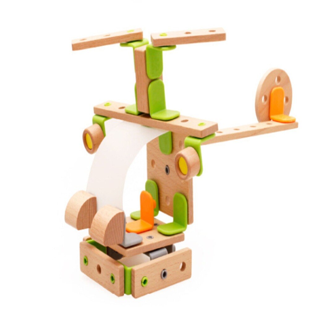 Stijl Assembleren Helikopter Assembleren Houten Noten Schroef DIY Blok Kinderen Leren & Onderwijs Speelgoed