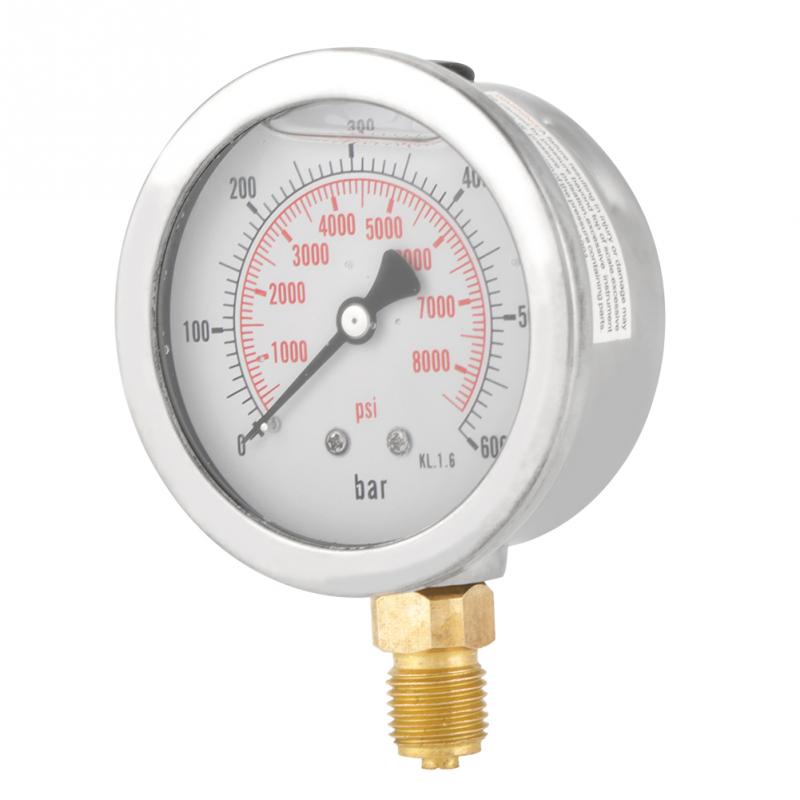 Portable 0-600Bar/0-8500Psi Double Scale Dial Gauge Hydraulic Water Pressure Gauge Meter Measuring Tool G1/4" Thread Manometer