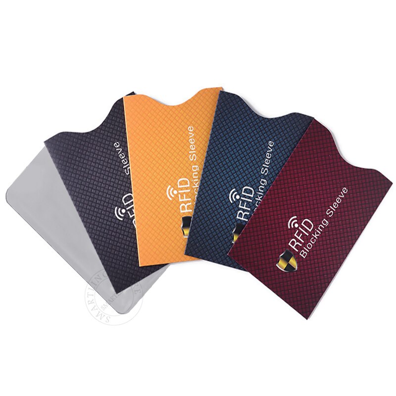 10 stk aluminiumsfolie rfid blokeringskorthylster anti scan kortholder nfc afskærmning kreditkort bankkort beskytter anti tyveri tegnebog: Hver farve 2 stk
