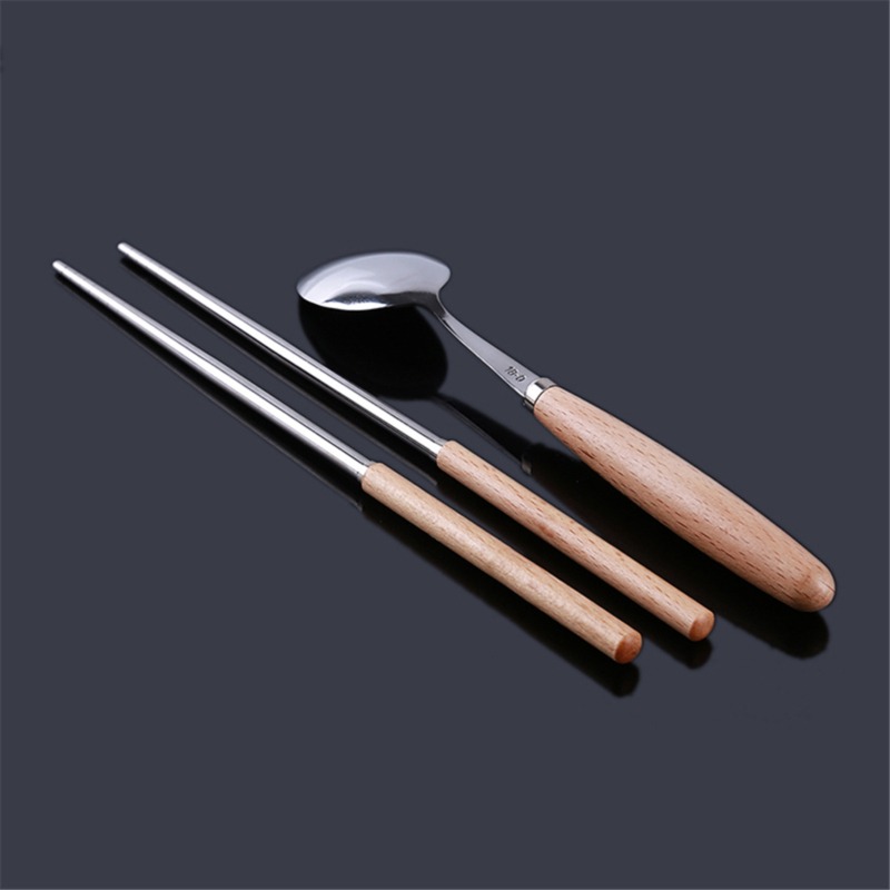 Luxe Bestekset Rvs Bestek Houten Handvat Servies Thuis Party Servies Mes Vork Lepel Pack