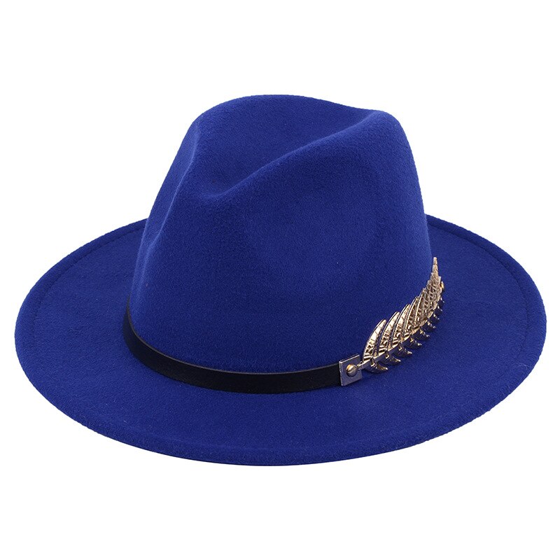 SLECKTON Fedoras Hats for Women Casual Girl Panama Jazz Cap Ladies Woolen Top Hat Men Bowler Hats Unisex Gorras S1078: Blue
